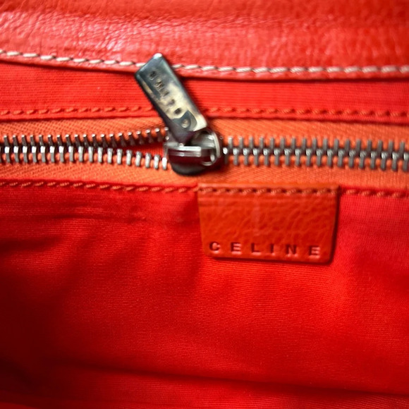 Celine Shoulder Mini Bag Baguette Orange Leather Made in Italy - Picture 11 of 16
